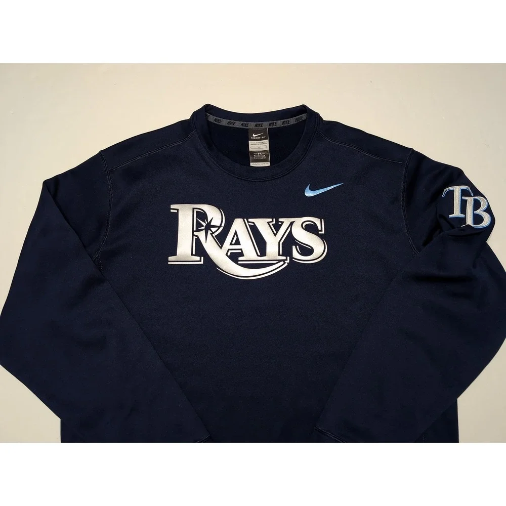 NIKE Tampa Bay Rays MLB Performance Sweatshirt Navy Blue Large L